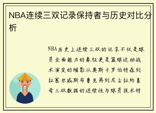 NBA连续三双记录保持者与历史对比分析